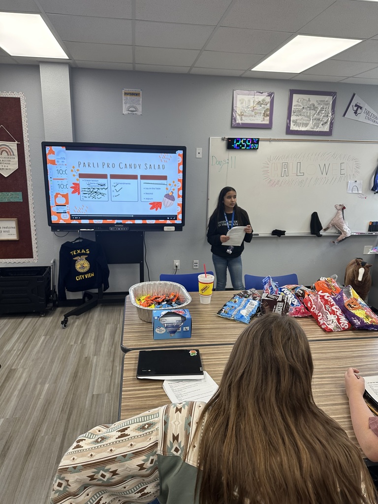 Principles of Ag wrapped up our parliamentary procedure unit with a candy salad activity. Students had to correctly use motions and debate rules to build the salad—order in the classroom before candy in the bowl.