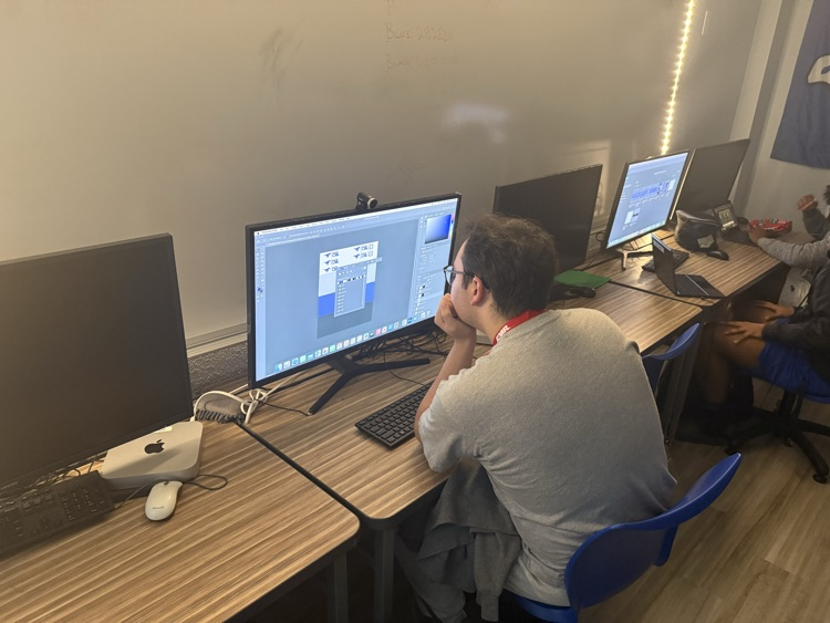 student working on computer