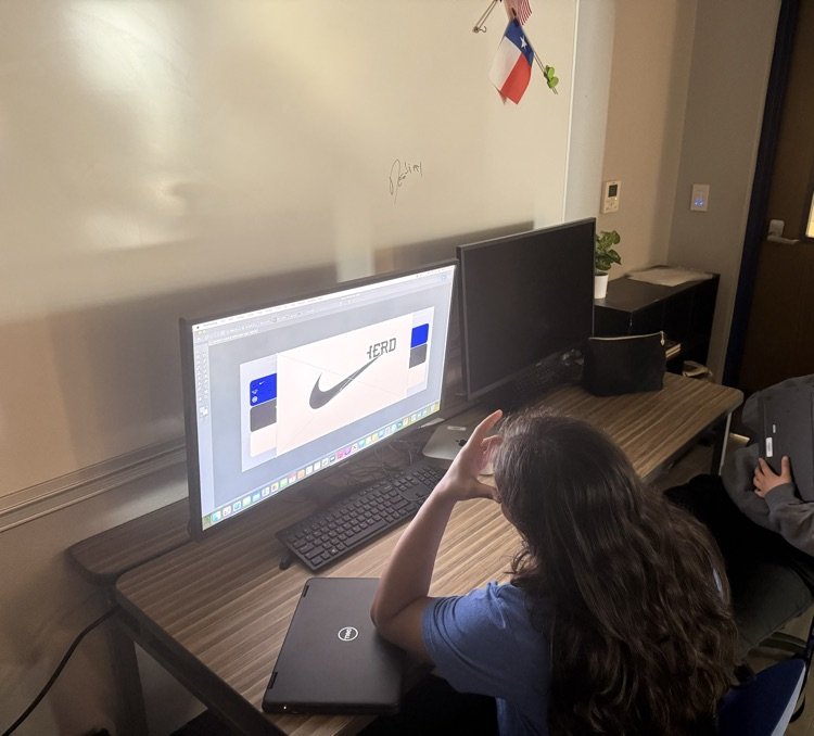 student working on computer