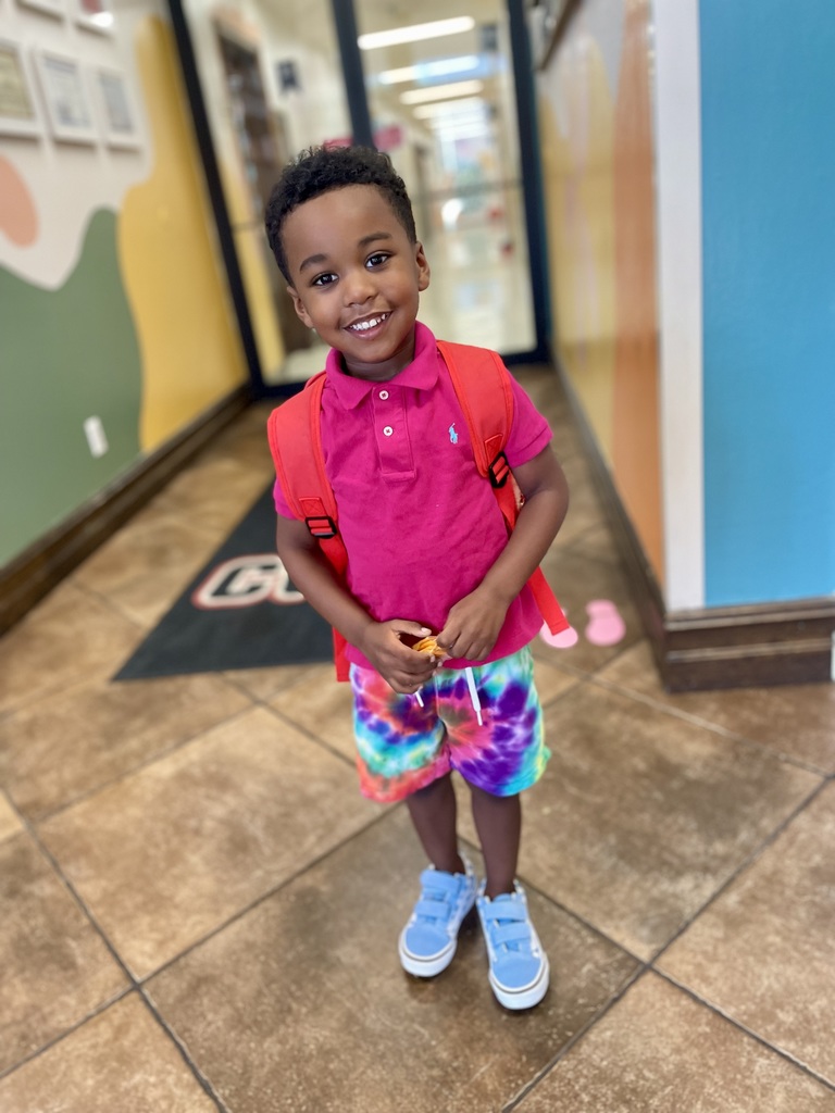 happy boy on 1st day of school
