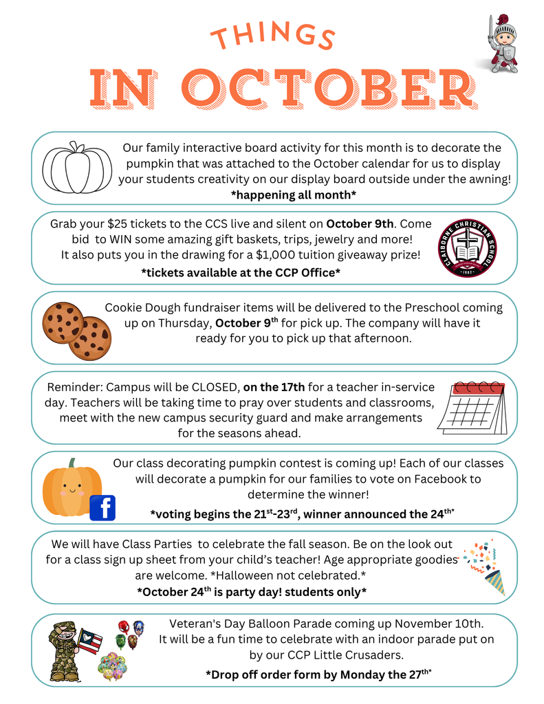 Things in October calendar