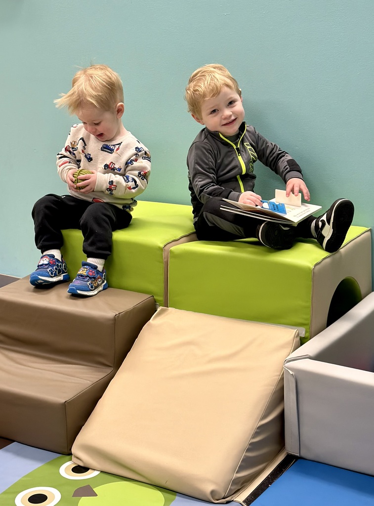 2 boys on climbing blocks
