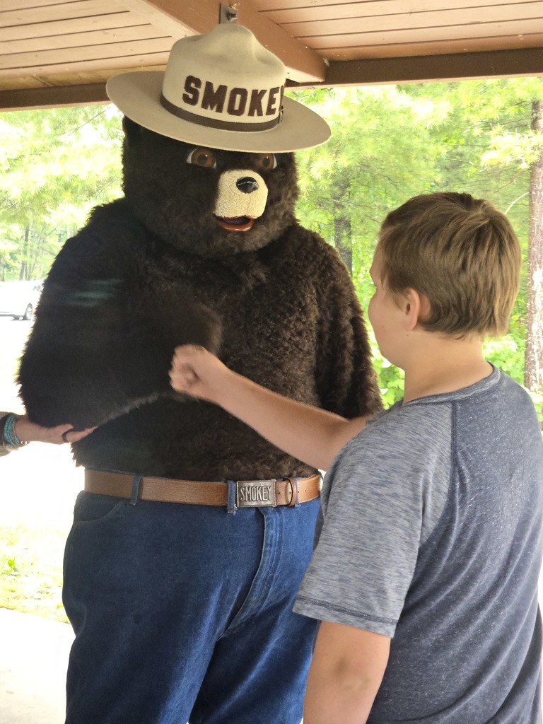 Smokie the Bear had lots to tell our students about fire safety.