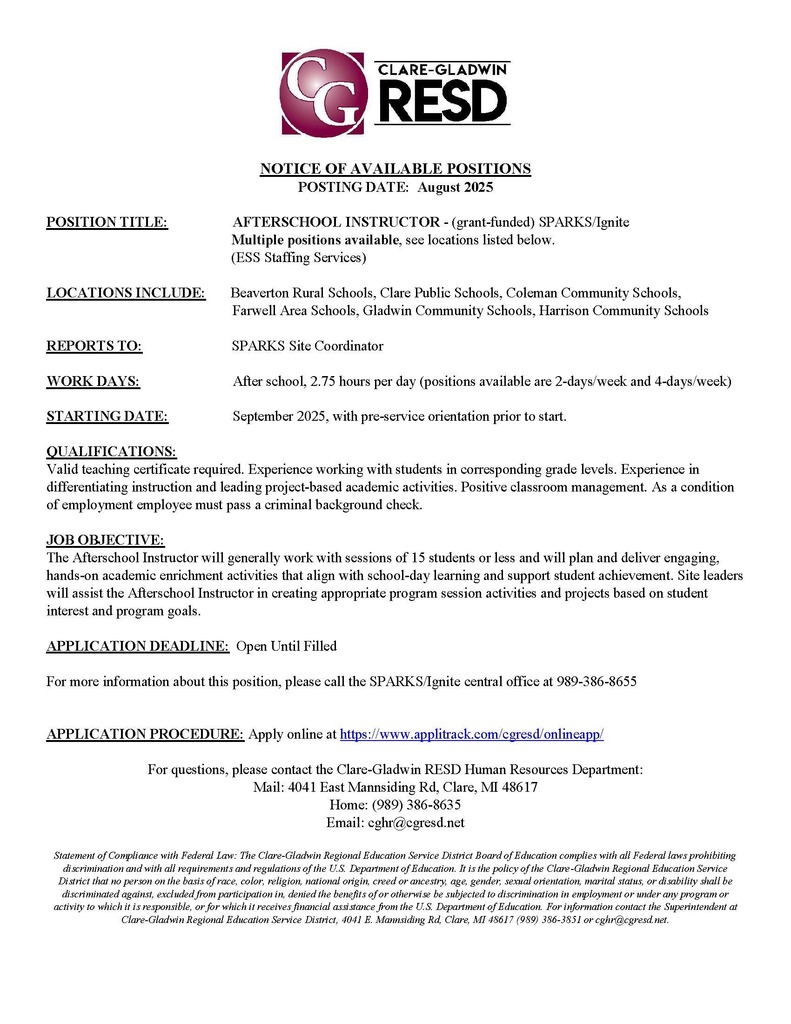 SPARKS Job Posting
