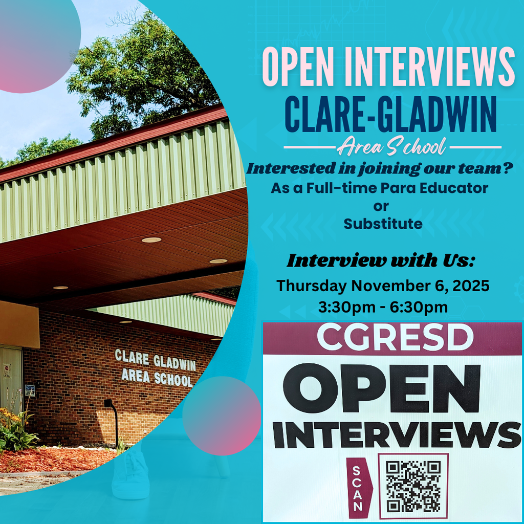 Open Interviews for Clare-Gladwin Area School