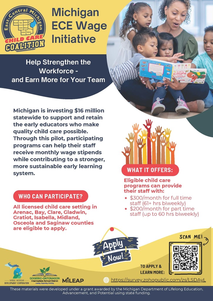 East-Central Michigan ECE Educator Wage Pilot Flyer