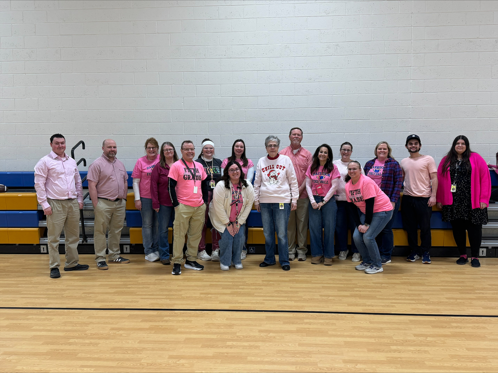 Harrison Community  Schools staff wore pink for Pink Shirt Day to support kindness and stand against bullying.