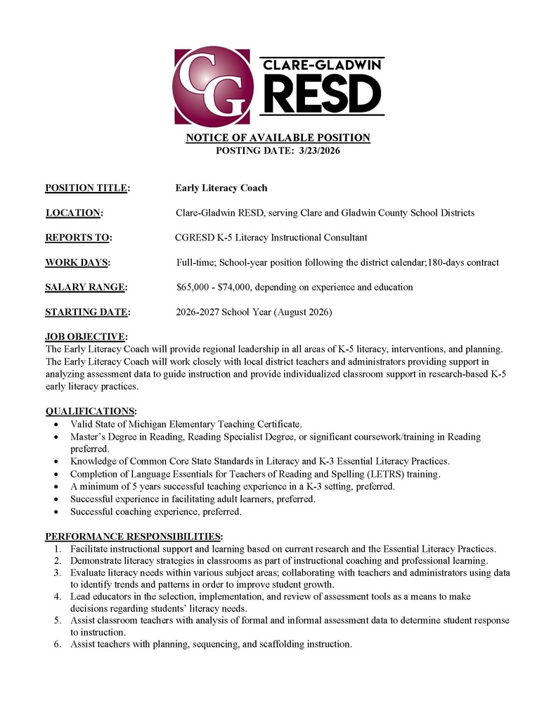 Early Literacy Coach -  Job Posting March 2026_Page_1