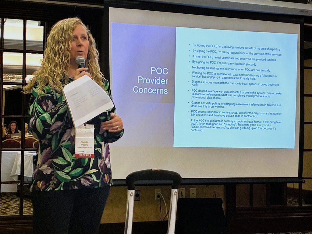 Angella Peters, Clare-Gladwin RESD presenting ono the Plan of Care (POC) Provider Concerns for the "POC" presentation.