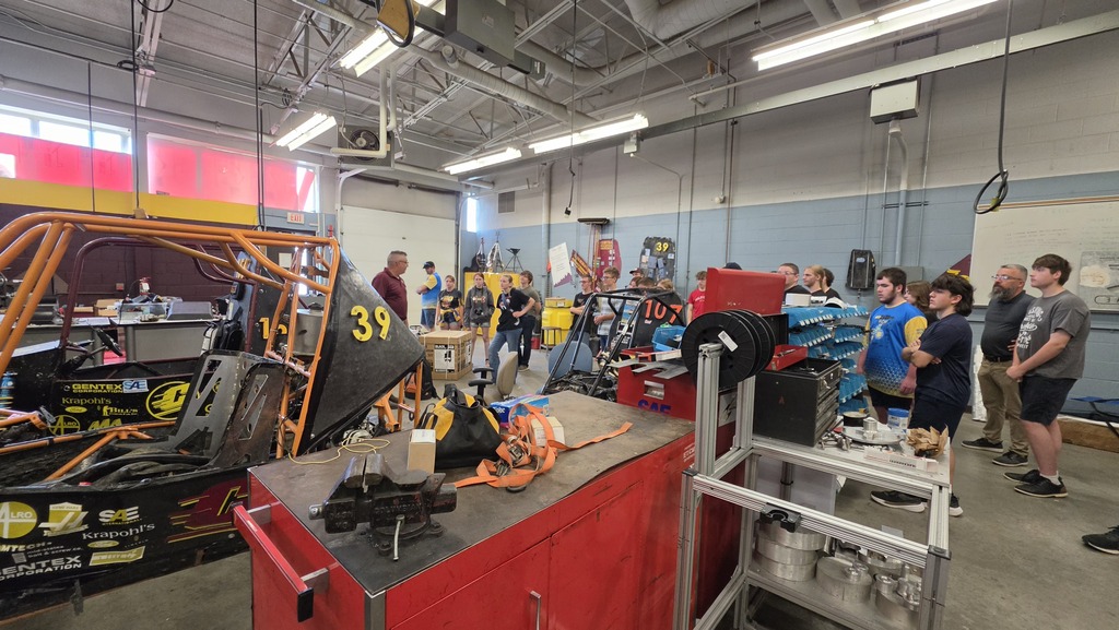 Students checking out a STEM garage at CMU. 