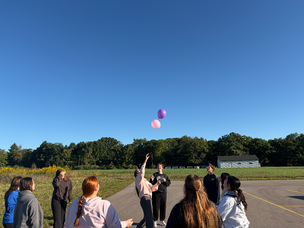 Children playing with balloons in a circle outside.