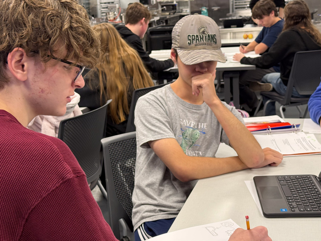 Students working a project together