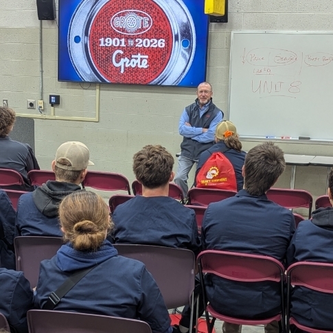 Students listen to industry professionals about future job opportunities.