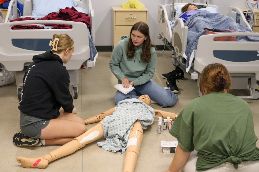 Students working on a health project