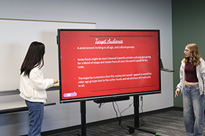 Female presenting a project together 