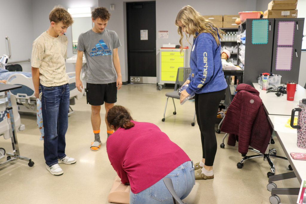10th grader doing a demo for a Health Occupations 