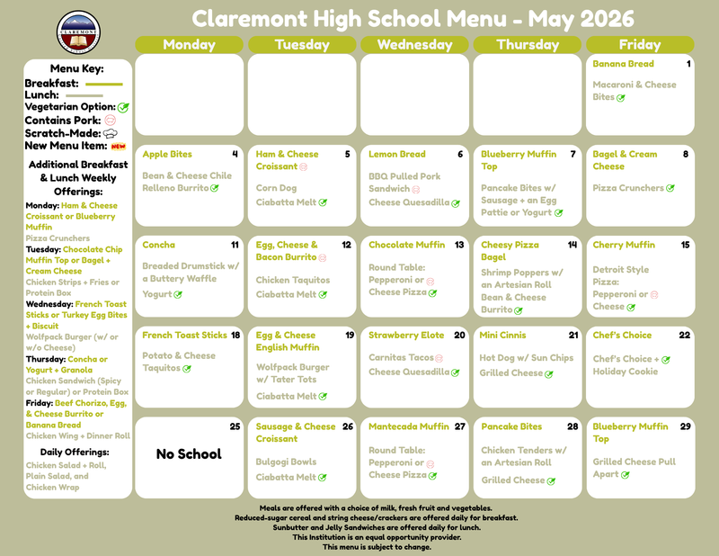 chs may menu