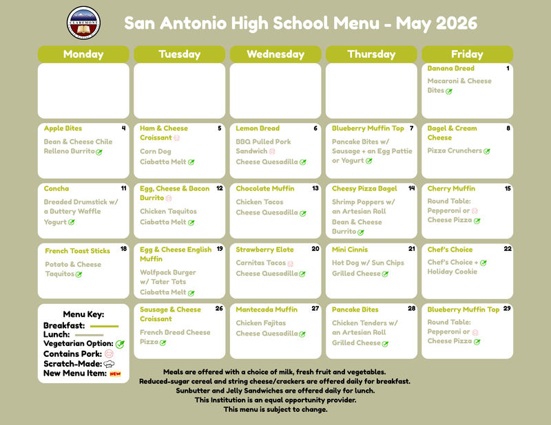 sahs menu