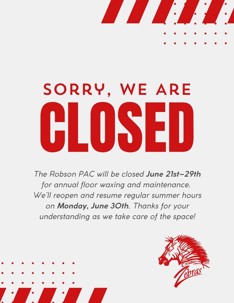 Robson PAC closure for summer floor waxing and maintenance