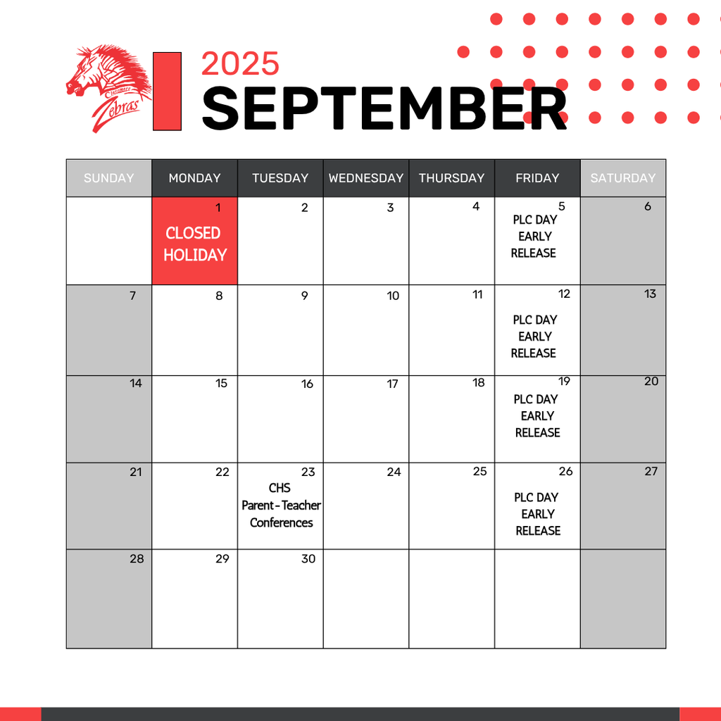 calendar with zebra logo and dates (all dates listed in article below)