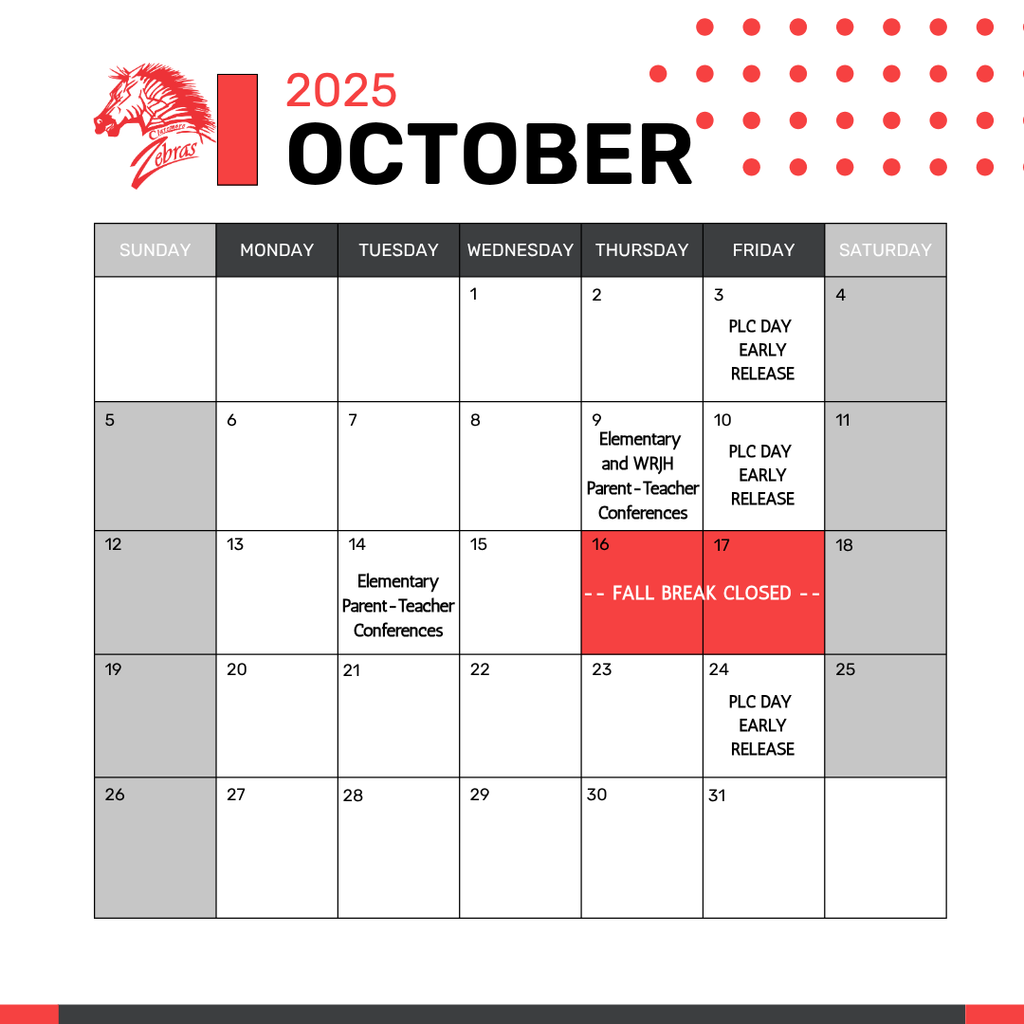 calendar with zebra logo and dates (all dates listed in article below)