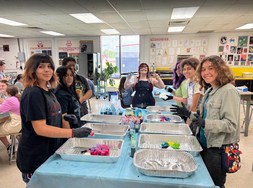 Art camp students work on art projects