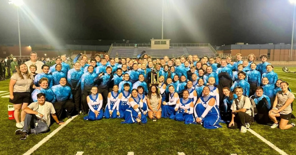Marching Band students perform at a marching competition