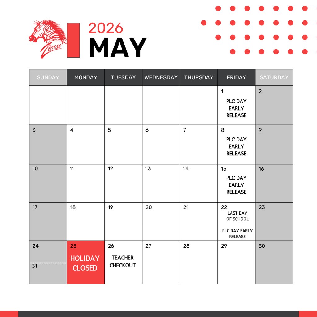 early release, 1, 8, 16, 22 last day 22 25 holiday close 26 teacher checkout