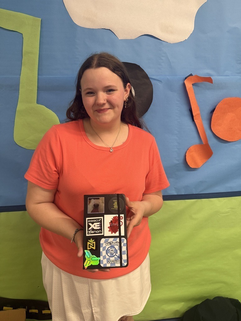 Chloe Reedy with her "hello" notebook.