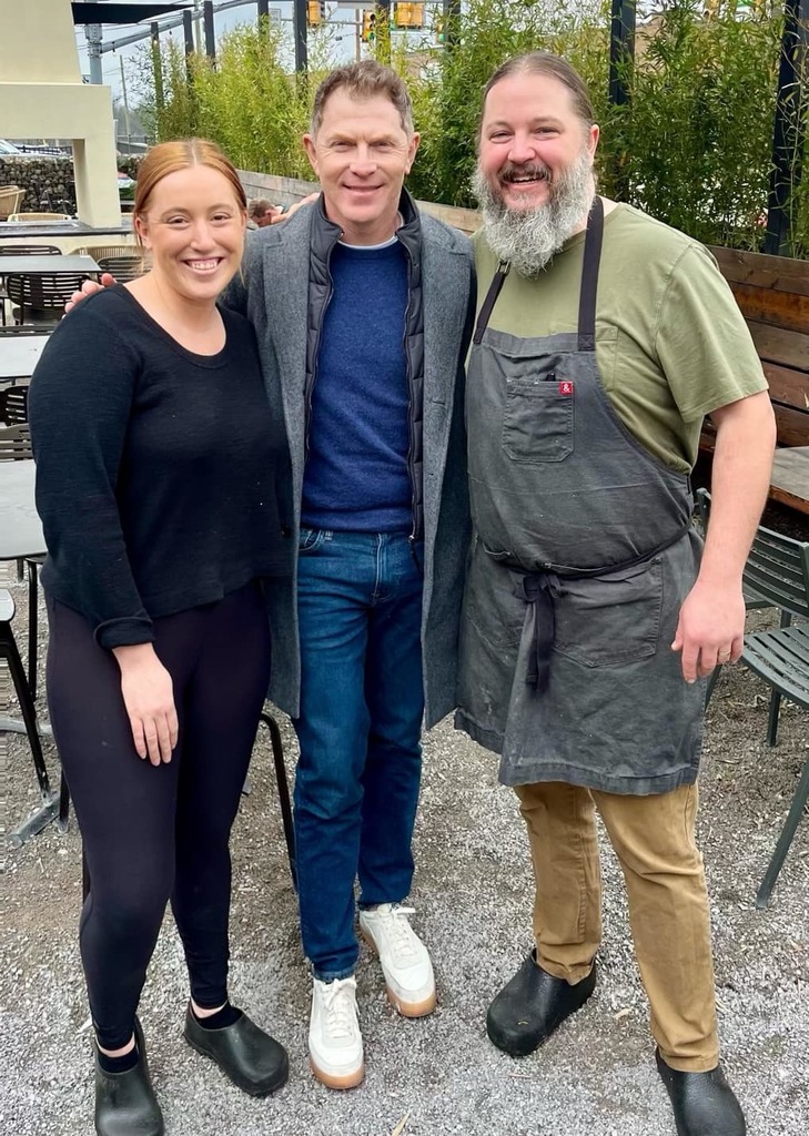 chris and emma with bobby flay