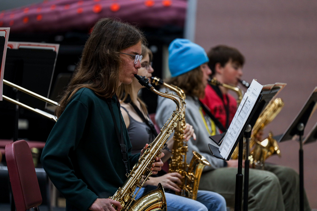 Students playing saxophone at Jazz Summit