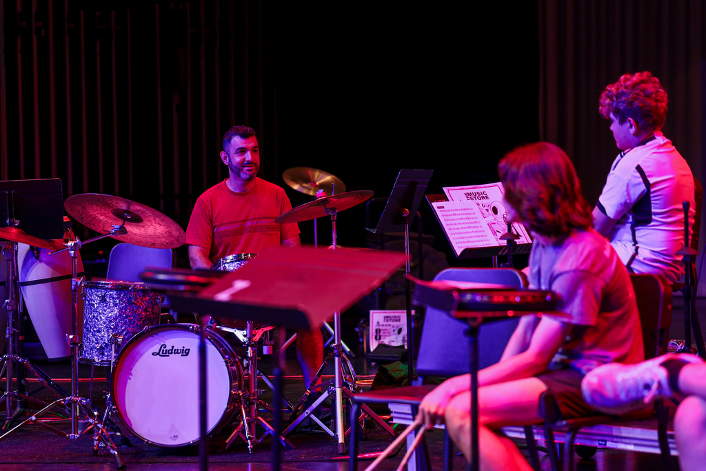 Band Instructor playing drums at Jazz Summit