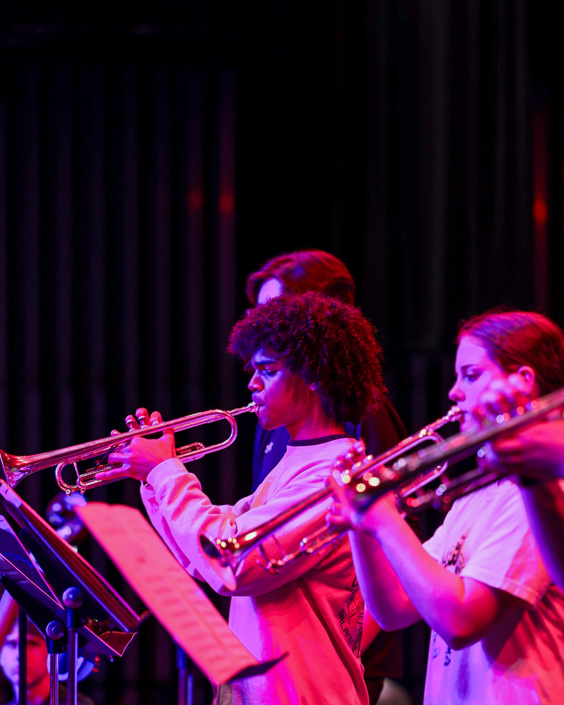 Students playing trumpet at Jazz Summit