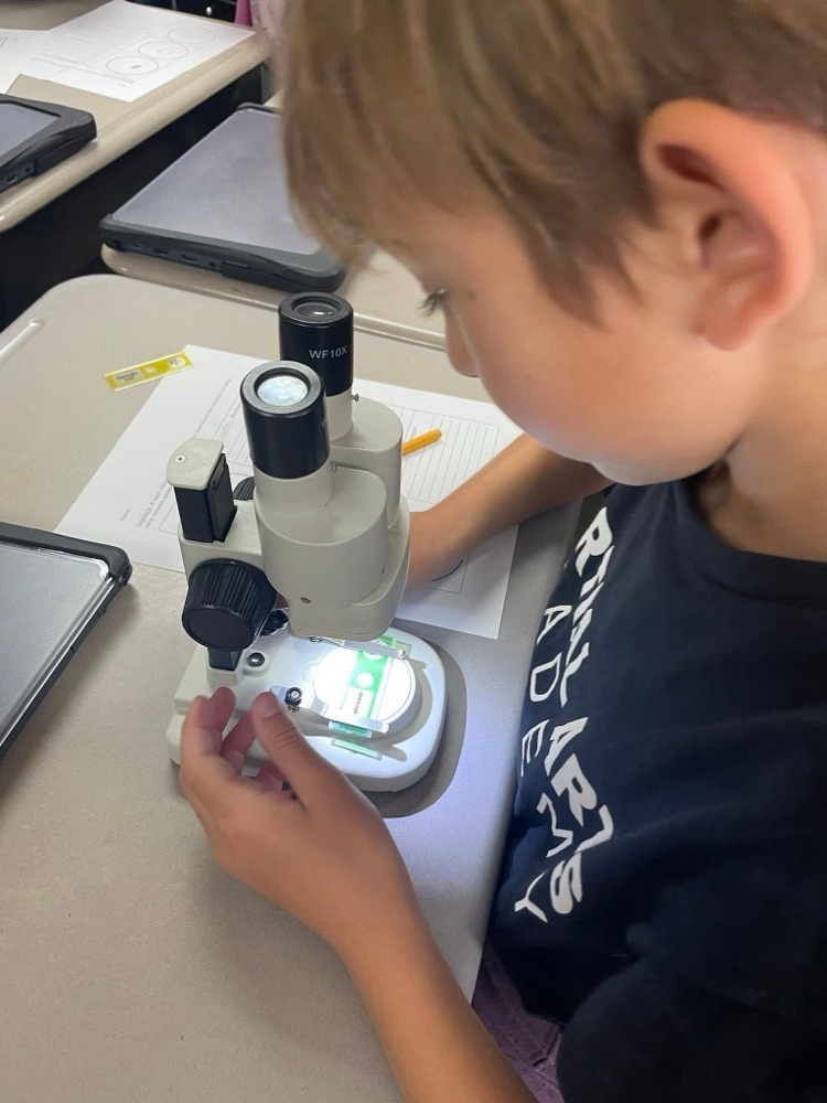 students with a microscope