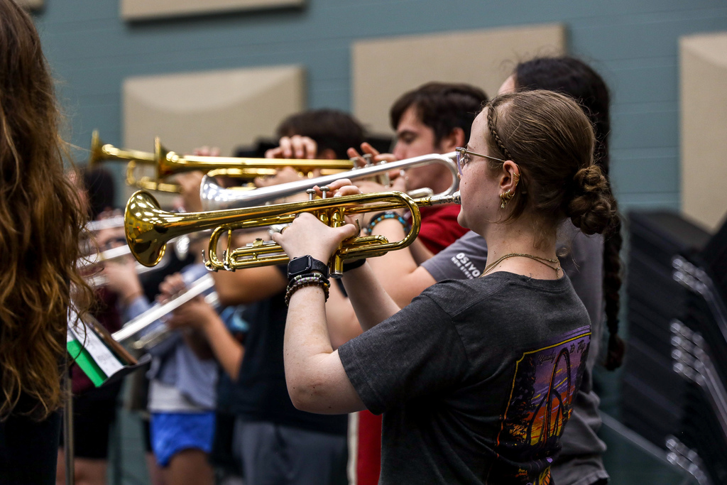 Trumpeters practice.