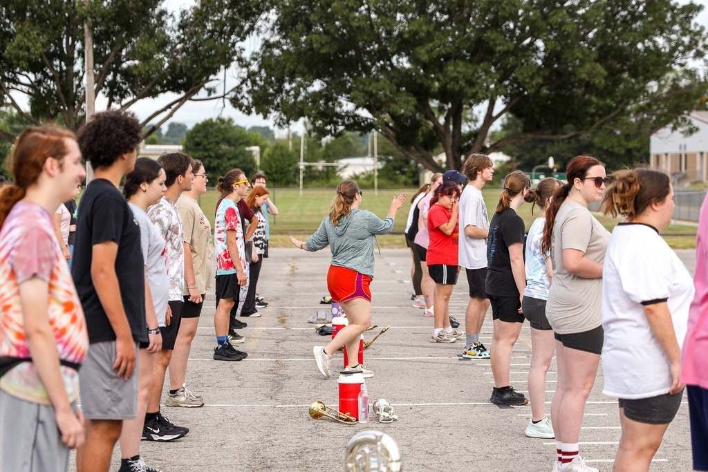 band director teaching students a new drill
