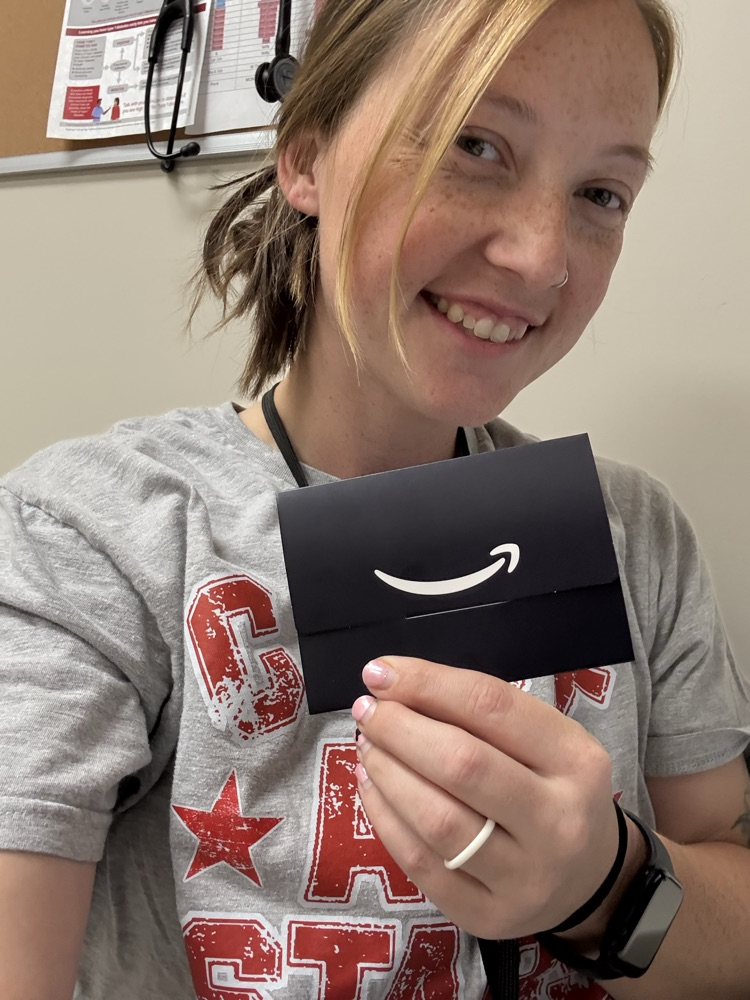 nurse with giftcard