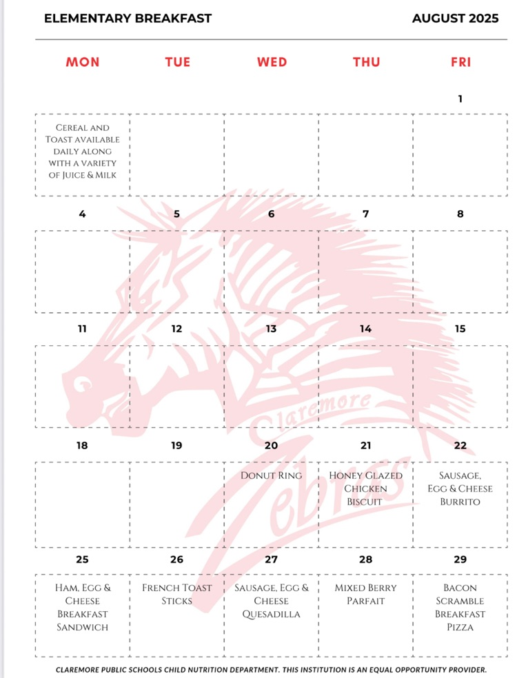elementary lunch menu 