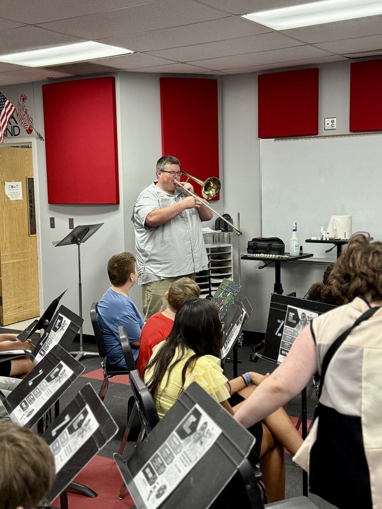 CHS Jazz director playing his trombone for the new 6th graders.