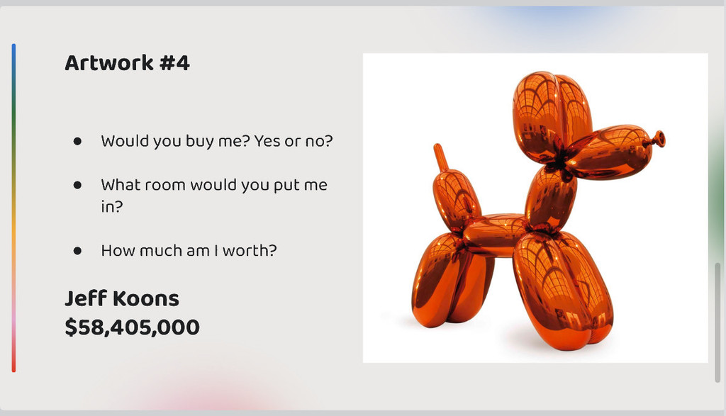 Artwork #4 Would you buy this art? how much is it worth? balloon animal looking piece of art