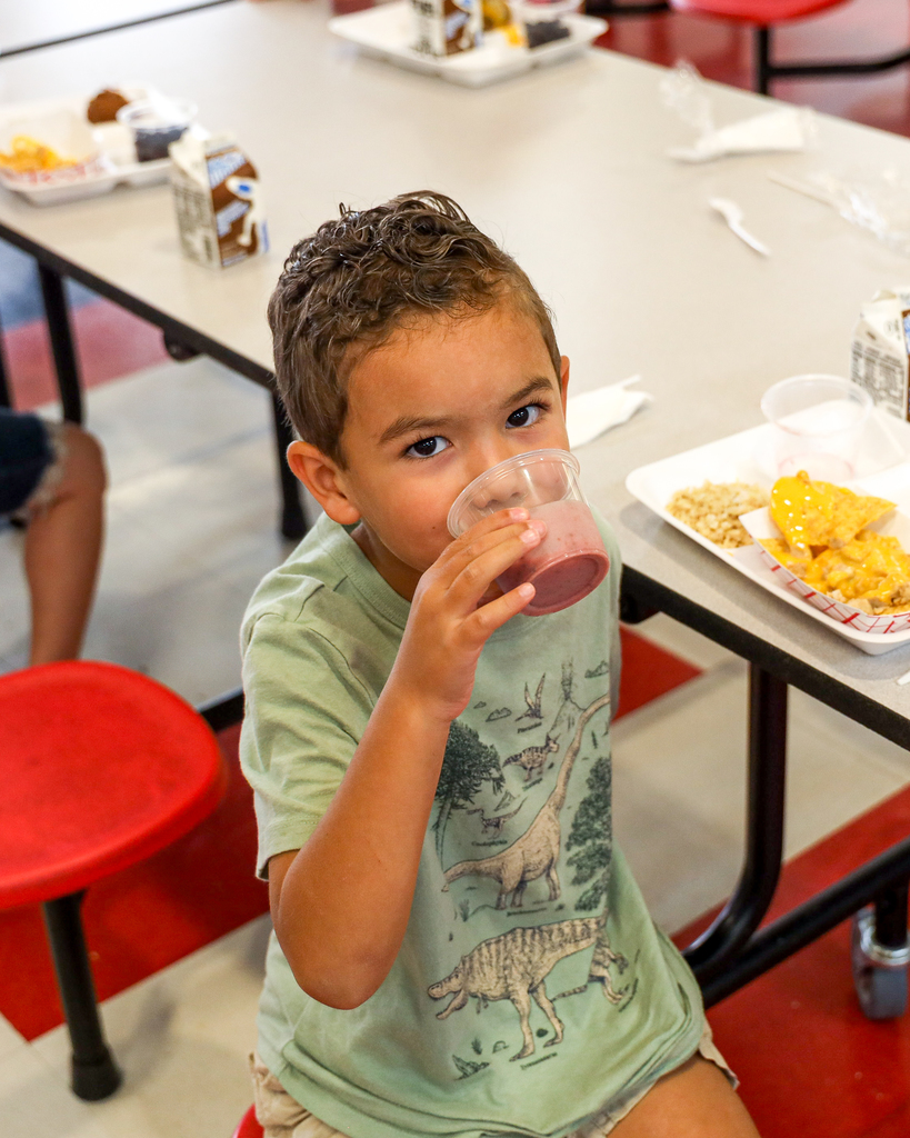Elementary Student drinking smoothie