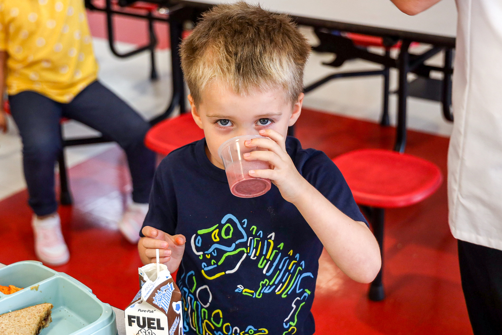 Elementary Student drinking smoothie