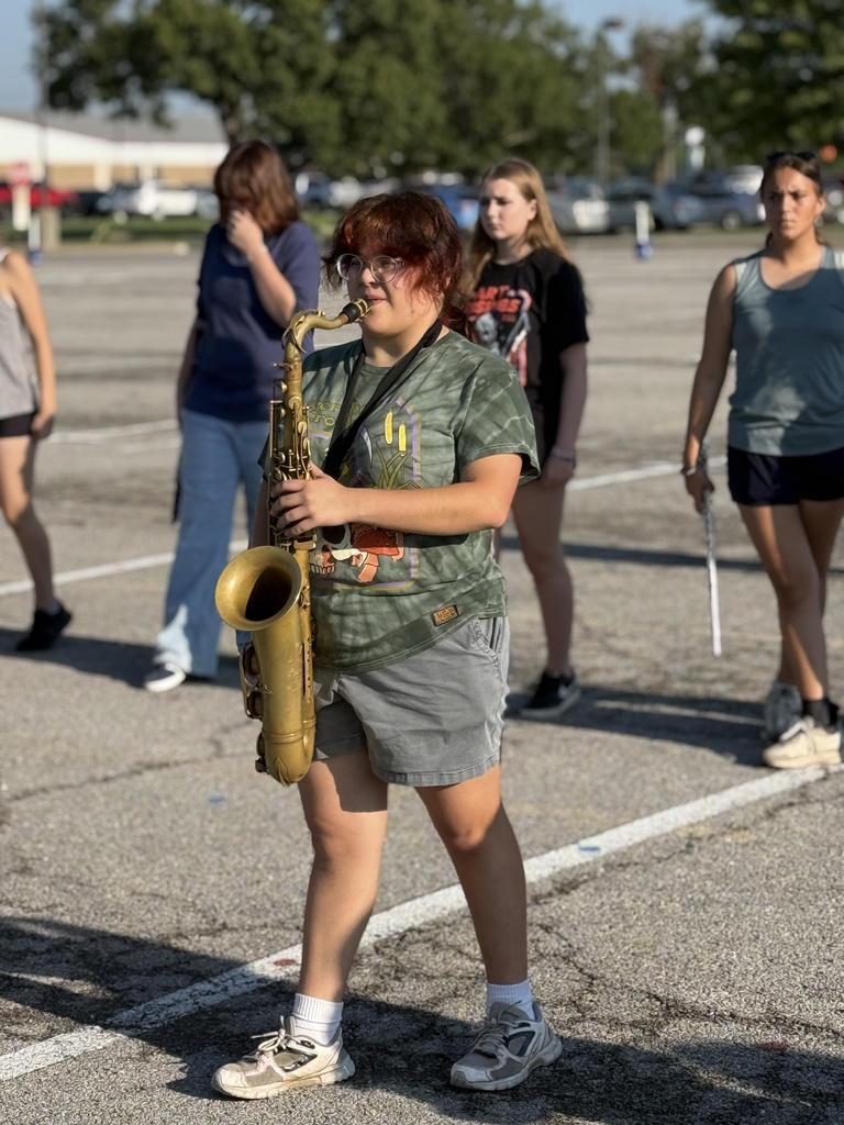 Student working on her marching