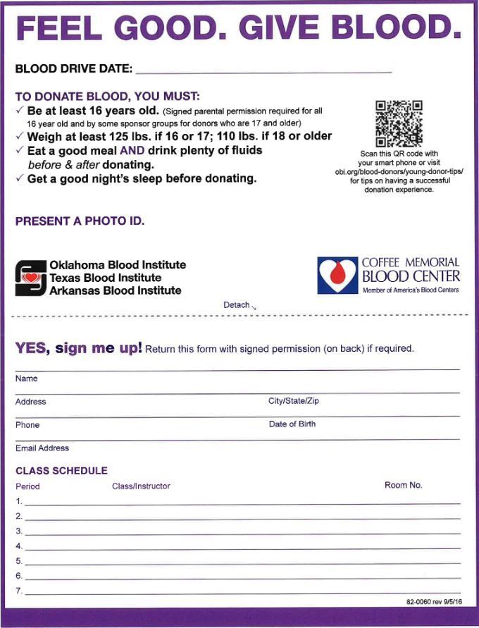 🩸 Community Blood Drive – Hosted by CHS NJROTC & OBI Claremore High School NJROTC and the Oklahoma Blood Institute are hosting a Community Blood Drive on Monday, September 8th, from 1:00 PM to 6:00 PM in the Robson Performing Arts Center Lobby.  This event is open to the public, and walk-ins are welcome! All donors will receive a glow-in-the-dark "Wicked" t-shirt!  Help save lives—donate blood and make a difference! 💉👕✨