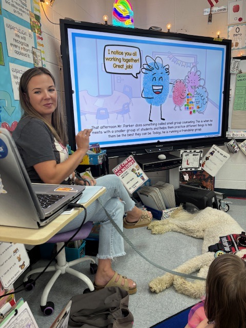 Mrs Lyons talking to class 