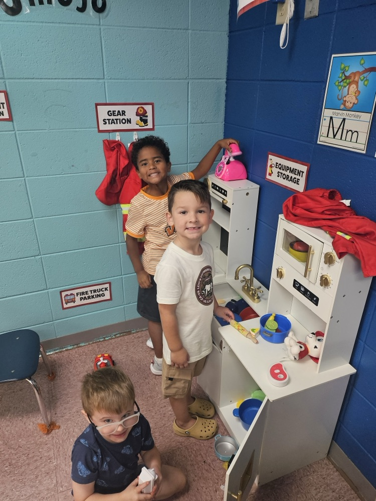 students learning about fire stations 