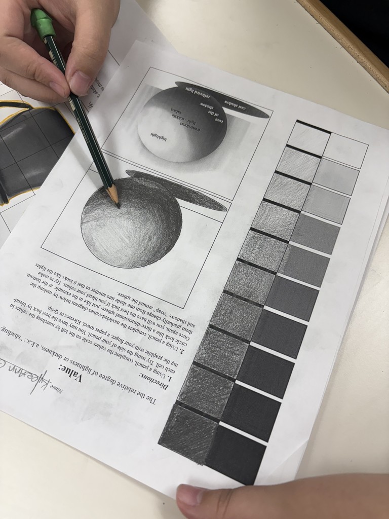 working on the different levels of shading