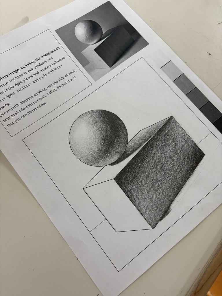 students working in art