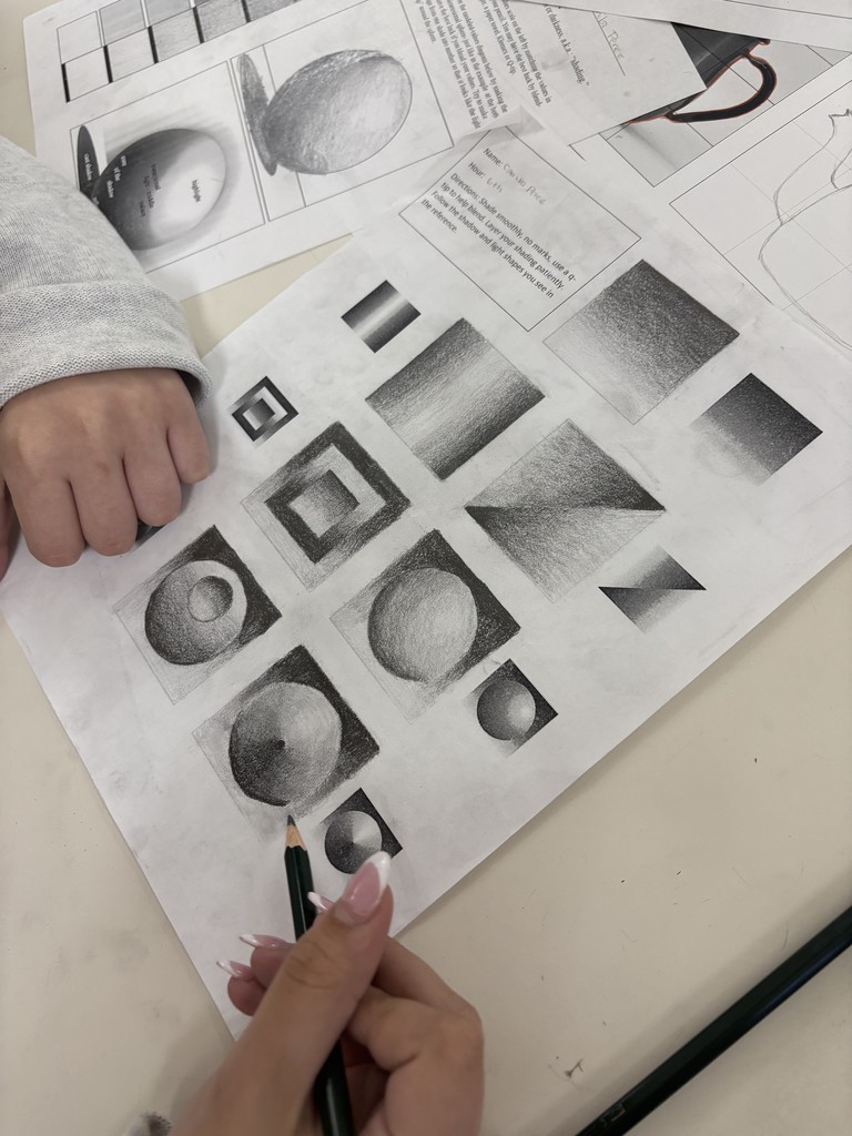 the students working on their shading projects