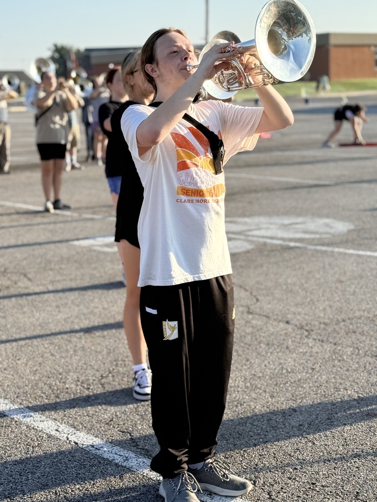 Mellophone player working on the show